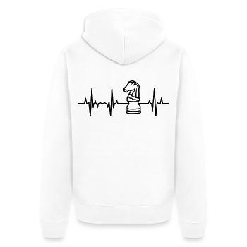 Schach Herzlinie - Unisex Premium Bio Zip Hoodie - Weiß - Hinten - Thijin (182cm)