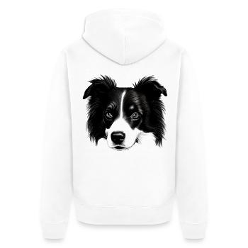 Border Collie Chien de berger irlandais - Veste à capuche bio Premium Unisexe - blanc - Dos - Thijin (182cm)