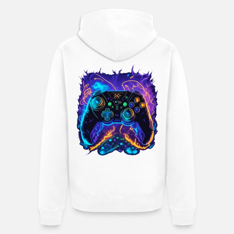 Powerful Gaming Controller Art - Unisex Premium Bio Zip Hoodie - Weiß