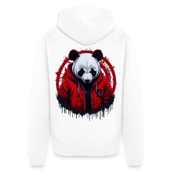 Panda Street Style - Unisex Premium Bio Zip Hoodie - Weiß - Hinten - Thijin (182cm)