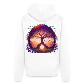 Baum der Träume - Unisex Premium Bio Zip Hoodie - Weiß - Hinten - Thijin (182cm)