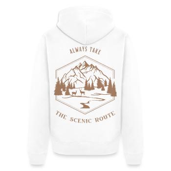 Always Take The Scenic Route - Nature Lovers - Unisex Premium Organic Zip Hoodie - white - Back - Thijin (182cm)