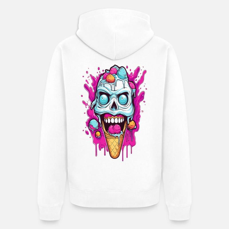 Conception de crème glacée crâne - Veste à capuche bio Premium Unisexe - blanc