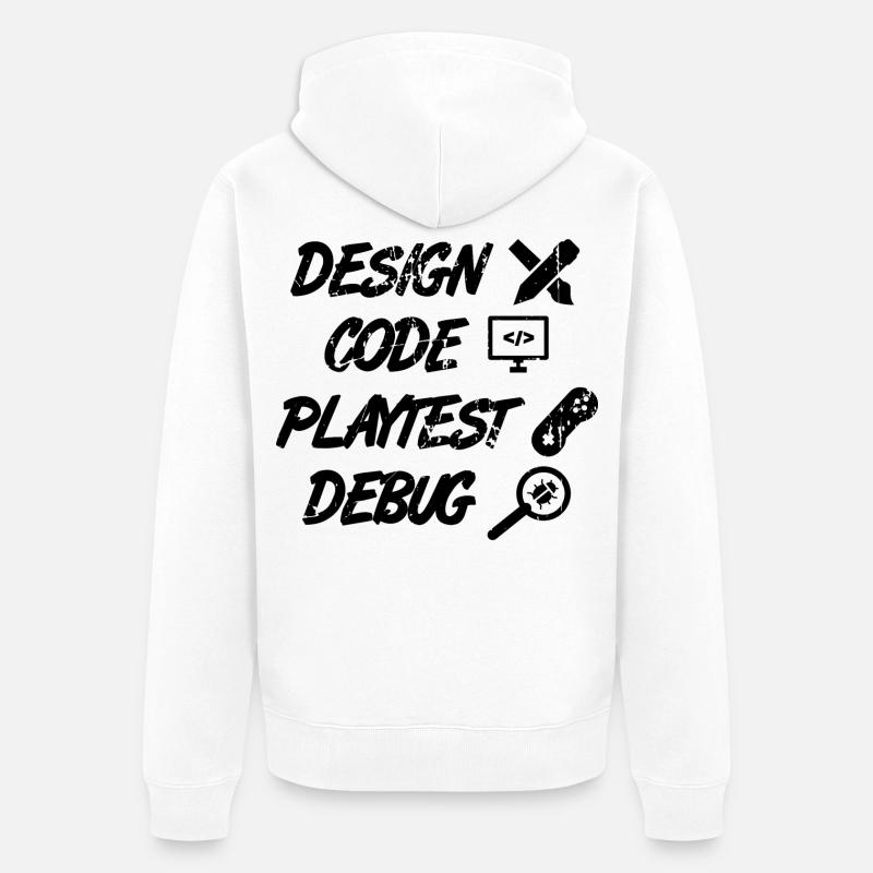 Débogage Playtest de code de conception - Veste à capuche bio Premium Unisexe - blanc