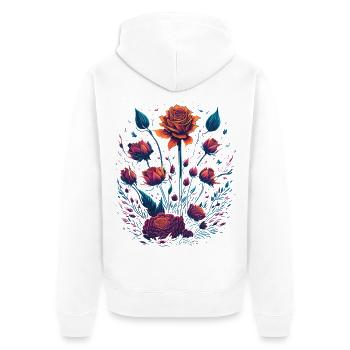 Roses Vaporwave Bouquet - Unisex Premium Organic Zip Hoodie - white - Back - Thijin (182cm)