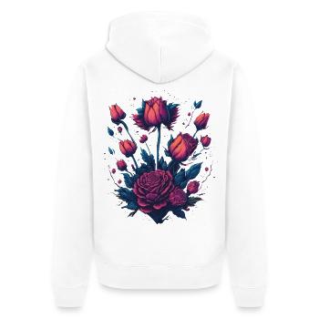 Rosen Strauch neon Tattoo Stil - Unisex Premium Bio Zip Hoodie - Weiß - Hinten - Thijin (182cm)