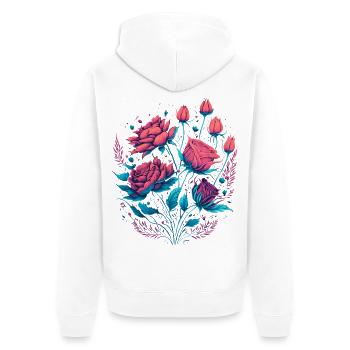 neon Rosen Vintage Rosenstrauß - Unisex Premium Bio Zip Hoodie - Weiß - Hinten - Thijin (182cm)