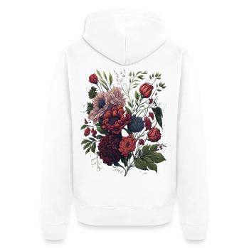 Vintage Blumen Bouquet Floral Art - Unisex Premium Bio Zip Hoodie - Weiß - Hinten - Thijin (182cm)