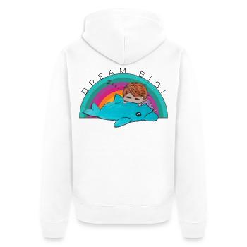 Für große Träume - Unisex Premium Bio Zip Hoodie - Weiß - Hinten - Thijin (182cm)