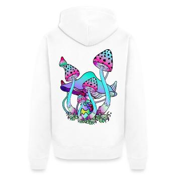 Zauberpilze psychedelische Pilzkunst - Unisex Premium Bio Zip Hoodie - Weiß - Hinten - Thijin (182cm)