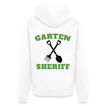 Gärtner Hobbygärtner Landschaftsbau Garten Sheriff - Unisex Premium Bio Zip Hoodie - Weiß - Hinten - Thijin (182cm)