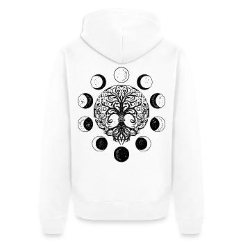 Ygdrassil Mondphasen Witchcraft Occult Lebensbaum - Unisex Premium Bio Zip Hoodie - Weiß - Hinten - Thijin (182cm)