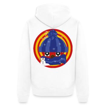 Häuschens Plausch im Winter - Unisex Premium Bio Zip Hoodie - Weiß - Hinten - Thijin (182cm)