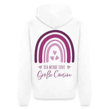 Ich werde eine große Cousine Boho Regenbogen - Unisex Premium Bio Zip Hoodie - Weiß - Hinten - Thijin (182cm)