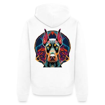 Dobermann - Unisex Premium Bio Zip Hoodie - Weiß - Hinten - Thijin (182cm)