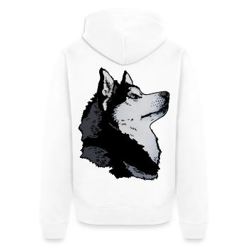 Husky head - Unisex Premium Organic Zip Hoodie - white - Back - Thijin (182cm)