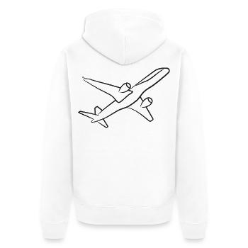 Airplane - Unisex Premium Organic Zip Hoodie - white - Back - Thijin (182cm)