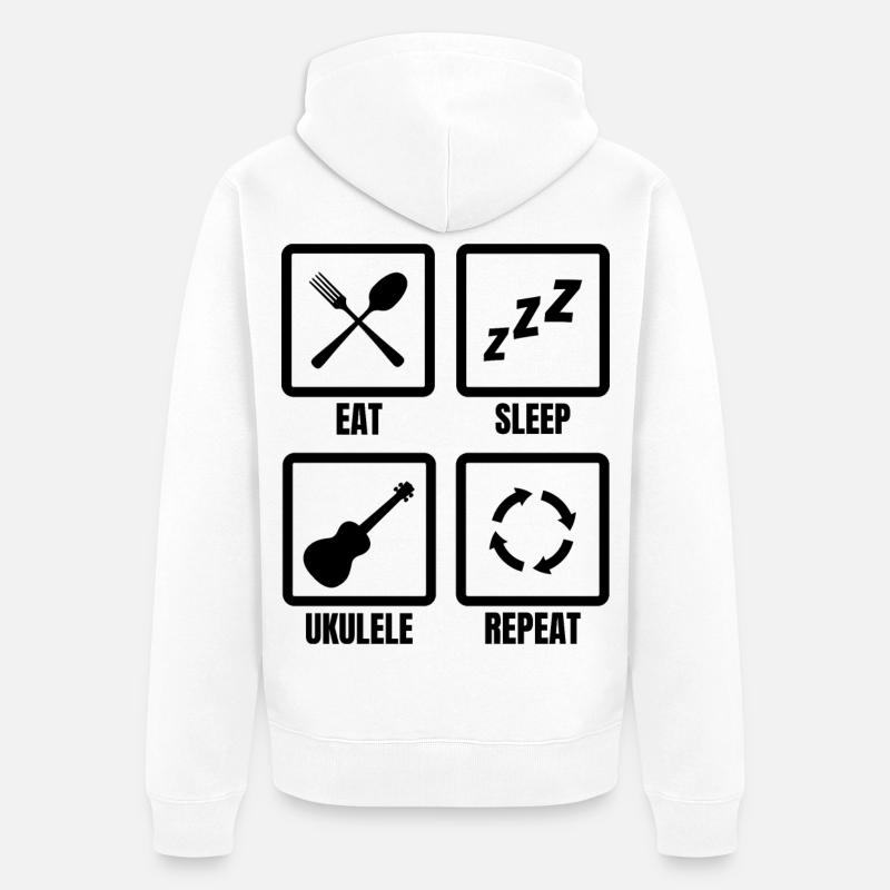 Ukulele Spieler Routine - Unisex Premium Bio Zip Hoodie - Weiß