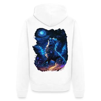 Loup hurlant dans la nature mystique - Veste à capuche bio Premium Unisexe - blanc - Dos - Thijin (182cm)
