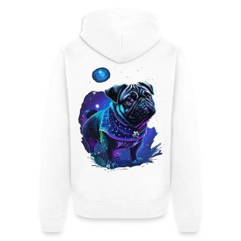 niedlicher Mops in Mystischer Natur - Unisex Premium Bio Zip Hoodie - Weiß - Hinten - Thijin (182cm)