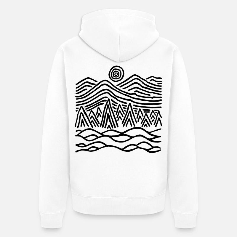 Paysage noir étrange - Veste à capuche bio Premium Unisexe - blanc