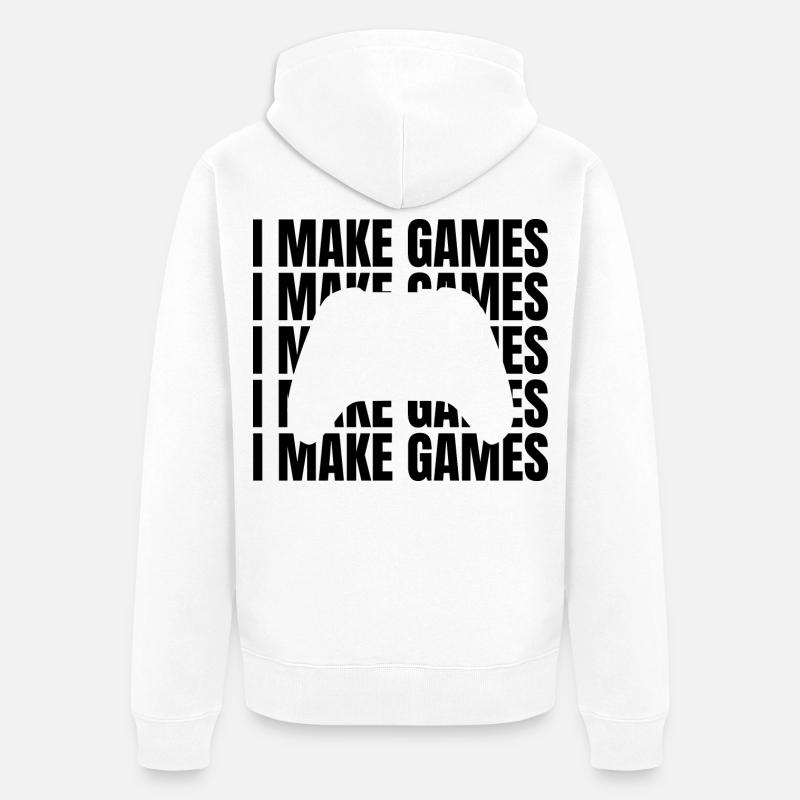 Slogan du concepteur de jeu - Veste à capuche bio Premium Unisexe - blanc