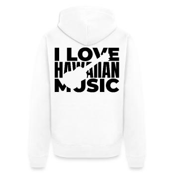 Ich liebe hawaiianische Musik - Unisex Premium Bio Zip Hoodie - Weiß - Hinten - Thijin (182cm)