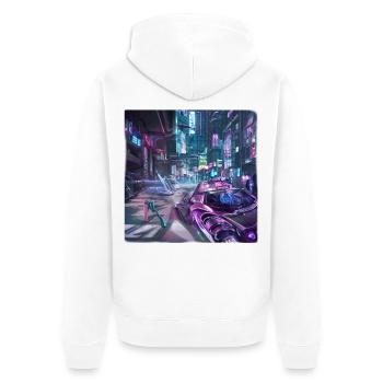 Cybercity - City in the future - Unisex Premium Organic Zip Hoodie - white - Back - Thijin (182cm)