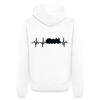 Lokomotive EKG Herzlinie - Unisex Premium Bio Zip Hoodie - Weiß - Hinten - Thijin (182cm)