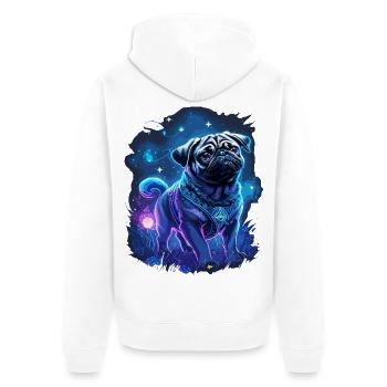 Magical Pug Night - Unisex Premium Organic Zip Hoodie - white - Back - Thijin (182cm)