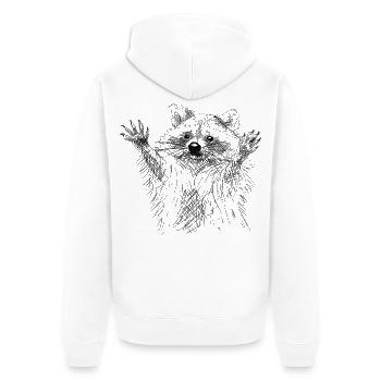 Raccoon - Unisex Premium Organic Zip Hoodie - white - Back - Thijin (182cm)