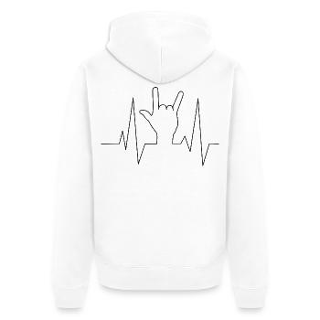 Frequenz Musik - Unisex Premium Bio Zip Hoodie - Weiß - Hinten - Thijin (182cm)
