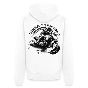 Der Weg ist das Ziel Motorrad Motorradfahrer Biker - Unisex Premium Bio Zip Hoodie - Weiß - Hinten - Thijin (182cm)