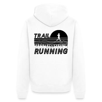 Trail running in the sunset with mountains and Wa - Unisex Premium Organic Zip Hoodie - white - Back - Thijin (182cm)