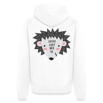 Igel "Max" - Unisex Premium Bio Zip Hoodie - Weiß - Hinten - Thijin (182cm)
