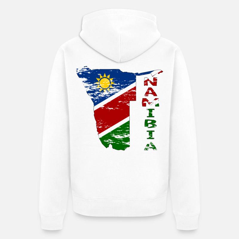 Namibie Carte Drapeau utilisé - Veste à capuche bio Premium Unisexe - blanc
