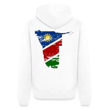 Namibia Landkarte used - Unisex Premium Bio Zip Hoodie - Weiß - Hinten - Thijin (182cm)