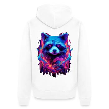 Neon Futuristic Waschbär Illustration - Unisex Premium Bio Zip Hoodie - Weiß - Hinten - Thijin (182cm)