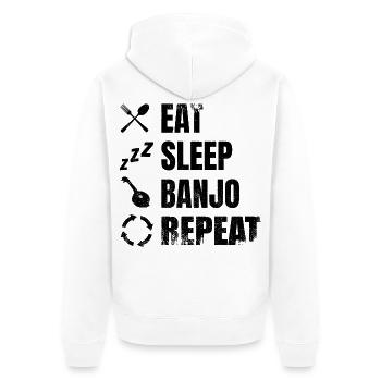 Banjospieler Tagesablauf - Unisex Premium Bio Zip Hoodie - Weiß - Hinten - Thijin (182cm)