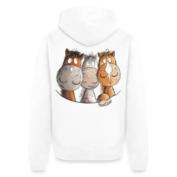 Drollige Pferde I Pferdemotiv Für Reiter - Unisex Premium Bio Zip Hoodie - Weiß - Hinten - Thijin (182cm)