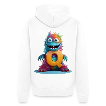 Regenbogenmonster mit Q - Unisex Premium Bio Zip Hoodie - Weiß - Hinten - Thijin (182cm)