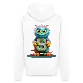 Colorful Monster with Alphabet Letter S - Unisex Premium Organic Zip Hoodie - white - Back - Thijin (182cm)