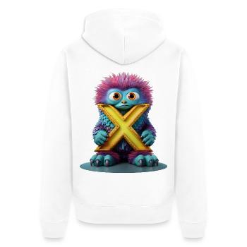 Multicolored Monster with X - Unisex Premium Organic Zip Hoodie - white - Back - Thijin (182cm)