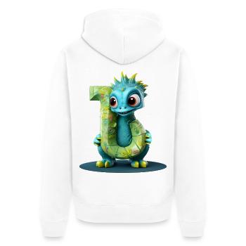 Blauer Drache mit Buchstabe J Alphabet - Unisex Premium Bio Zip Hoodie - Weiß - Hinten - Thijin (182cm)