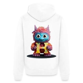 Back to school. Alphabet Letter H tender stuffed animal - Unisex Premium Organic Zip Hoodie - white - Back - Thijin (182cm)