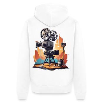 Retro Kamera - Unisex Premium Bio Zip Hoodie - Weiß - Hinten - Thijin (182cm)