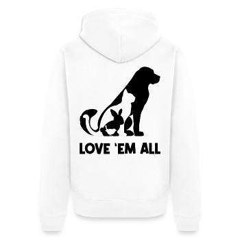 Animals Pets Cat Dog Bunny Pet Statement - Unisex Premium Organic Zip Hoodie - white - Back - Thijin (182cm)