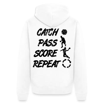 Attraper, passer, répéter, points - Veste à capuche bio Premium Unisexe - blanc - Dos - Thijin (182cm)