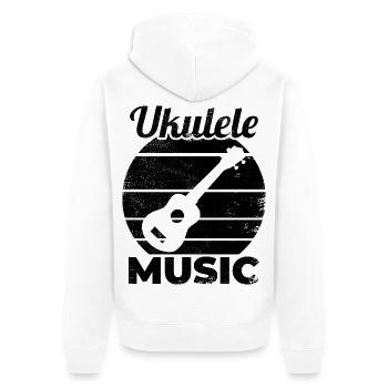 Ukulele Musik - Unisex Premium Bio Zip Hoodie - Weiß - Hinten - Thijin (182cm)