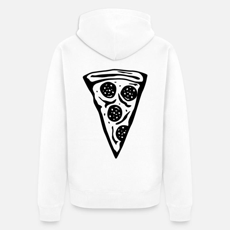 Dessin d’une tranche de pizza - Veste à capuche bio Premium Unisexe - blanc